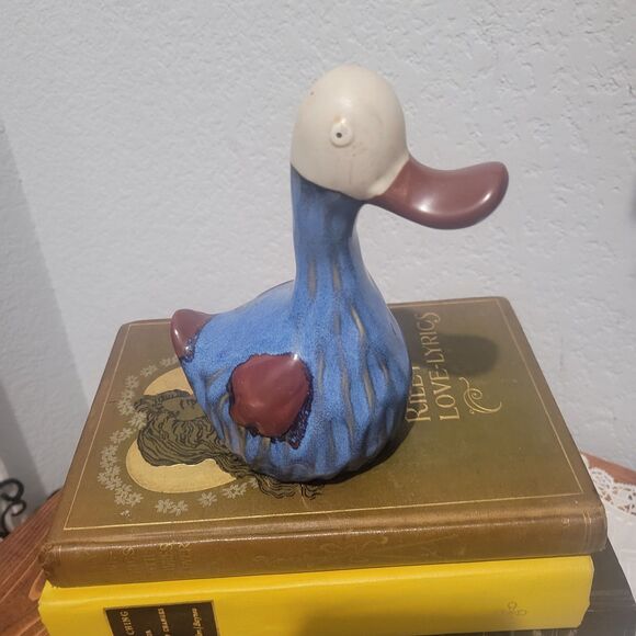VTG Studio Pottery Bird Duck Blue Glazed Handmade Figurine Sculpture 6 x 3.5" - Picture 3 of 12